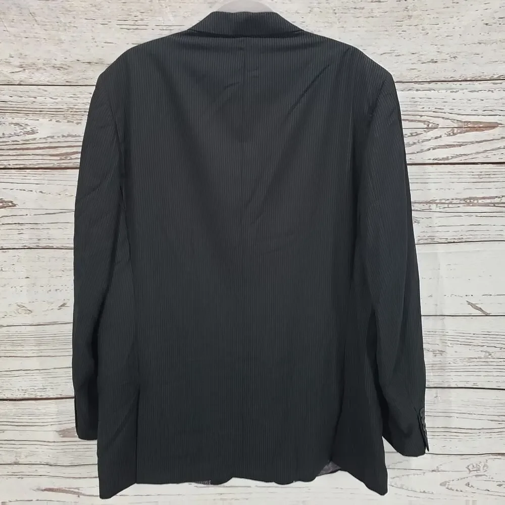 Perry Ellis Portfolio Men's Black Pinstriped 2Buttons Sportscoat Blazer 46L